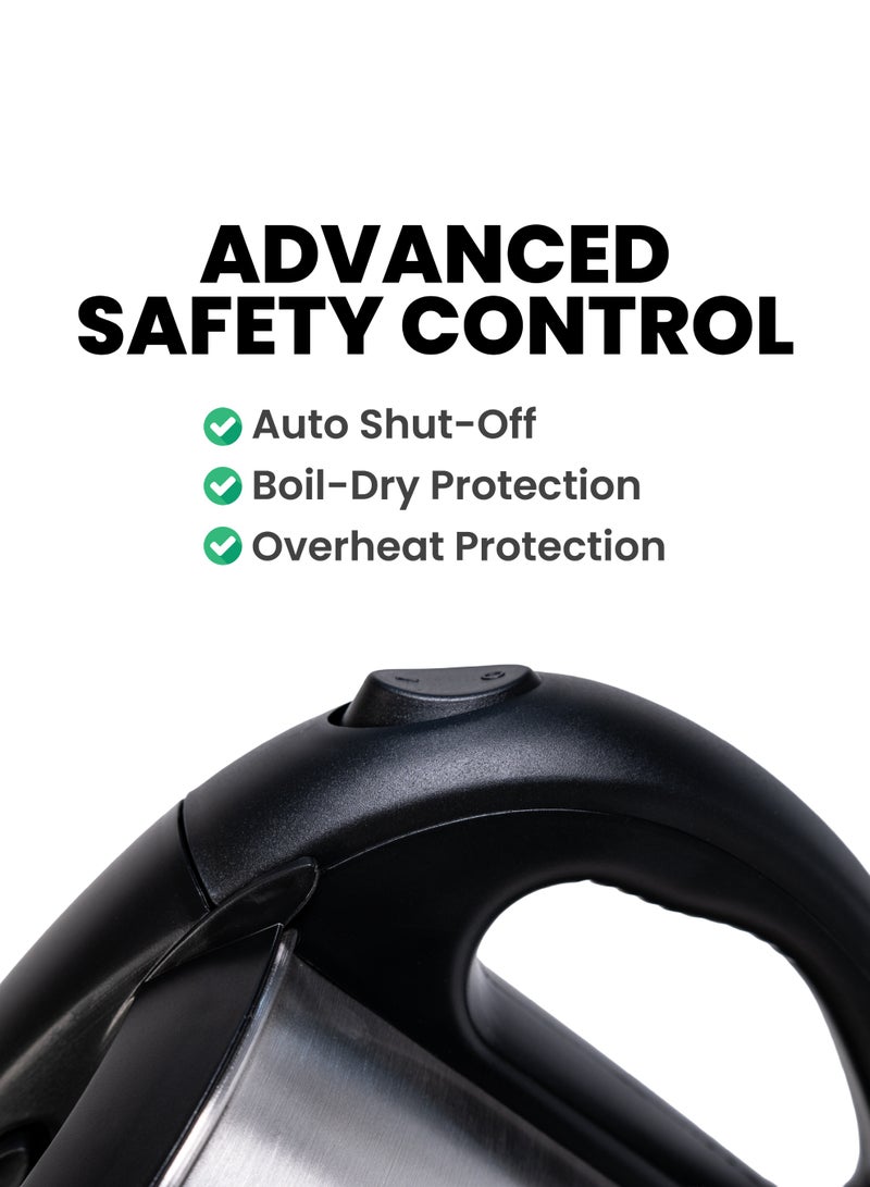 TEAM Stainless Steel Electric Kettle 1 Litre | 1000W Fast Boil | Auto Shut-Off | Boil-Dry Protection | Durable Seamless Design - Image 2